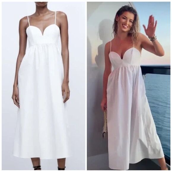 Zara Poplin Cotton Voluminous Dress New - Picture 1 of 8